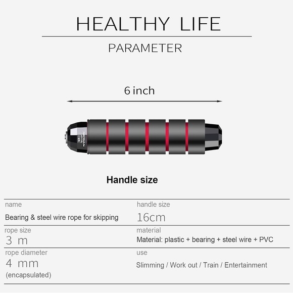 Jump Rope Gym Aerobic Exercise Boxing Skipping Adjustable Bearing Speed Fitness - Picture 4 of 6